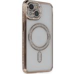 İphone 13 Kılıf Joke Simli Magneticsafe Kılıf - Gold