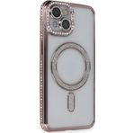 İphone 13 Kılıf Joke Simli Magneticsafe Kılıf - Pembe