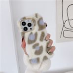 IPhone 13 Mini Telefon Kılıfı için Tybiky Peluş Sevimli Tavşan Kürklü Yumuşak TPU Silikon Kılıf 3D Bling Elmas Kış Sıcak Taklit Kürk Kız iPhone 13 Mini açık gri