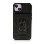 iPhone 13 Pars Lens Yüzüklü Silikon - Siyah Cep Telefonu Kılıfı