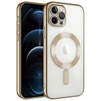 iPhone 13 Pro Kılıf Kamera Korumalı Kablosuz Wireless Şarj Özellikli Demre Kapak Gold