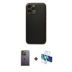 iPhone 13 Pro Max Kılıf Ahenk Işık - Siyah 3D Antistatik Cam Ekran Koruyucu + Yeşil Neon Fosfor