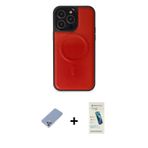 iPhone 13 Pro Max Kılıf Zirve Işık Serisi - Şeffaf Pasifik Cam Ekran Koruyucu + Koyu Yeşil Meta