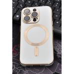 iPhone 13 Pro Max Uyumlu MagSafe Özellikli Lens Korumalı Lazerli Renkli Kılıf Krem