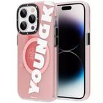 Iphone 13 Pro Uyumlu Kilif Magsafe Youngkit Binfen Serisi Yazi Temali Kapak Pembe