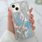 iPhone 13/14/15 Kılıf Hologramlı Mavi Deniz Anası Desenli Darbe Emici Kamera Korumalı Silikon