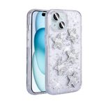 iPhone 14 İle Uyumlu Kılıf Airbagli Simli Arka Yüzey Işıltı Silikon Kapak 31796 Beyaz-Yıldız