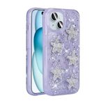iPhone 14 İle Uyumlu Kılıf Airbagli Simli Arka Yüzey Işıltı Silikon Kapak 31796 Lila