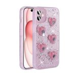 iPhone 14 İle Uyumlu Kılıf Airbagli Simli Arka Yüzey Işıltı Silikon Kapak 31796 Pembe
