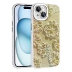 iPhone 14 İle Uyumlu Kılıf Çiçek Desenli Parlak Taşlı Sert Silikon Garden Kapak 31802 Beyaz