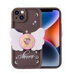 iPhone 14 İle Uyumlu Kılıf Kamera Korumalı Figür Tasarımlı Kapya Kapak 32463 Koyu Kahve
