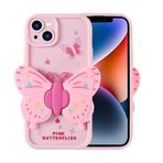 iPhone 14 İle Uyumlu Kılıf Kamera Korumalı Figür Tasarımlı Kapya Kapak 32463 Pembe Açık
