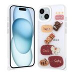 iPhone 14 İle Uyumlu Kılıf Parlayan Simli Kabartma Figürlü Cevze Kapak 31391 Beyaz