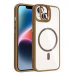 iPhone 14 İle Uyumlu Kılıf Standlı ve Kamera Lens Hediyeli Kablosuz Şarj Özellikli Etro Kapak T37271 Desert Titanyum