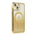 iPhone 14 Kılıf Joke Simli Magneticsafe Kılıf - Gold