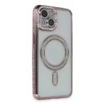 İphone 14 Kılıf Joke Simli Magneticsafe Kılıf - Pembe
