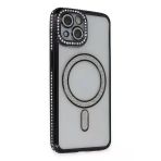 İphone 14 Kılıf Joke Simli Magneticsafe Kılıf - Siyah