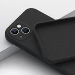 iPhone 14 Kılıf Kadife Lansman Soft Yumuşak Liquid Silikon Kamera Korumalı Mara - Siyah