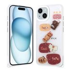 iPhone 14 Plus İle Uyumlu Kılıf Parlayan Simli Kabartma Figürlü Cevze Kapak 31392 Beyaz