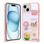 iPhone 14 Plus İle Uyumlu Kılıf Parlayan Simli Kabartma Figürlü Cevze Kapak 31392 Pembe