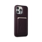 iPhone 14 Pro ile Uyumlu Kılıf HD Deri Luxury Fuchsia Magnet Kartvizitli Kapak Mor