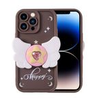 iPhone 14 Pro İle Uyumlu Kılıf Kamera Korumalı Figür Tasarımlı Kapya Kapak 32511 Koyu Kahve