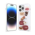 iPhone 14 Pro İle Uyumlu Kılıf Parlayan Simli Kabartma Figürlü Cevze Kapak 31393 Beyaz
