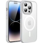 IPhone 14 Pro Max 6.7 İnç için MagSafe Uyumlu Manyetik Kılıf, Yarı Saydam Mat Arka, İnce Darbeye Dayanıklı, Gri