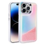 iPhone 14 Pro Max İle Uyumlu Kılıf Airbagli Renkli Arka Yüzey Boncuk Tasarımlı Kumul Kapak 32842 Pembe
