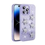 iPhone 14 Pro Max İle Uyumlu Kılıf Airbagli Simli Arka Yüzey Işıltı Silikon Kapak 31797 Lila
