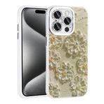 iPhone 14 Pro Max İle Uyumlu Kılıf Çiçek Desenli Parlak Taşlı Sert Silikon Garden Kapak 31803 Beyaz