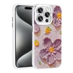 iPhone 14 Pro Max İle Uyumlu Kılıf Çiçek Desenli Parlak Taşlı Sert Silikon Garden Kapak 31803 Mor