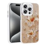 iPhone 14 Pro Max İle Uyumlu Kılıf Çiçek Desenli Parlak Taşlı Sert Silikon Garden Kapak 31803 Pembe Açık
