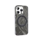 iPhone 14 Pro Max İle Uyumlu Kılıf Kablosuz Şarj Özellikli Fırça Boya Desenli Palet Kapak 32140 Gri