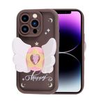 iPhone 14 Pro Max İle Uyumlu Kılıf Kamera Korumalı Figür Tasarımlı Kapya Kapak 32512 Koyu Kahve