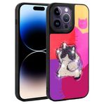 iPhone 14 Pro Max İle Uyumlu Kılıf Parlayan Kabartmalı İkonik Figürlü Amas Silikon Kapak 31184 Mor