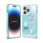 iPhone 14 Pro Max İle Uyumlu Kılıf Parlayan Simli Kabartma Figürlü Cevze Kapak 31394 Yeşil