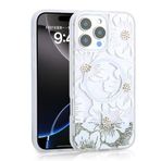 iPhone 14 Pro Max İle Uyumlu Kılıf Sıvılı Simli Baskılı Şeffaf Arka Yüzey Mossa Silikon Kapak 35564 Gri