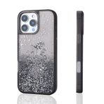 iPhone 14 Pro Max İle Uyumlu Kılıf Sıvılı Simli Şeffaf Arka Yüzey Keto Silikon Kapak 35542 Siyah