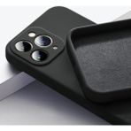 iPhone 14 Pro Max Kılıf Kadife Lansman Soft Yumuşak Liquid Silikon Kamera Korumalı Mara - Siyah