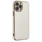 iPhone 14 Pro Max Kılıf Luxury Seri Kamera Korumalı Silikon Kapak Beyaz