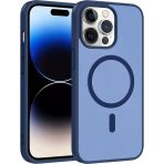 İphone 14 Pro Max Kılıf M-Safe Şarj Özellikli Zore Babet Kapak - Mavi