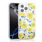 İphone 14 Pro Max Kılıf Sıvılı Simli Baskılı Şeffaf Arka Yüzey Mossa Silikon Kapak