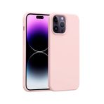 Iphone 14 Pro Max Silikon Kılıf Leke Tutmaz Içi Süet Silinebilir Kamera Yükseltili Kapak Pudra Pembe