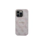 iPhone 14 Pro Max Uyumlu Kılıf Guess Lisanslı Magsafe Özellikli 4G Desenli Yazı Logolu Kapak Pembe
