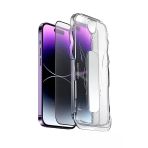 İphone 14 Pro Uyumlu Tam Kaplayan Siyah Çerçeveli Magic Ekran Koruyucu Cam Kolay Uygulama Aparatlı