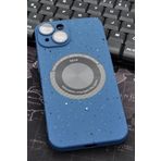 iPhone 14 Uyumlu İnidgo Mavi Benekli Desenli İnce Sert Kapak Kılıf Kamera Lens Korumalı