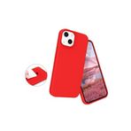 iPhone 14 Uyumlu Kırmızı Silikon Kılıf Leke Tutmaz İçi Süet Silinebilir Kamera Çıkıntılı Kapak