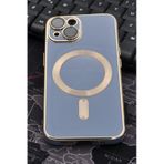 iPhone 14 Uyumlu MagSafe Özellikli Lens Korumalı Renkli Kılıf Mavi