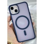 iPhone 14 ve 15 Plus Uyumlu - Yükseltilmiş Kamera Korumalı Buzlu Sararmaz Kablosuz Magsafe Özellikli Vio Kılıf - iPhone 14 Plus - Lacivert